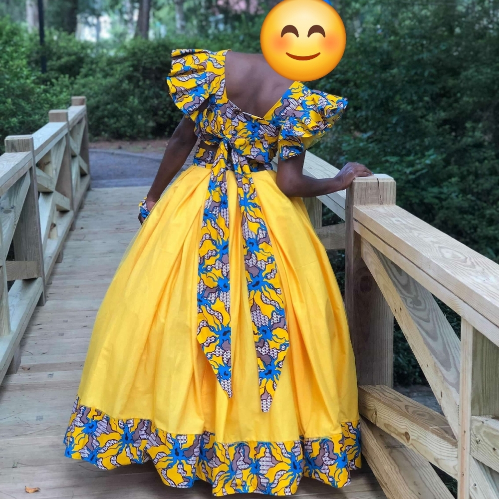 Vibrant Yellow and Blue Patterned Dress